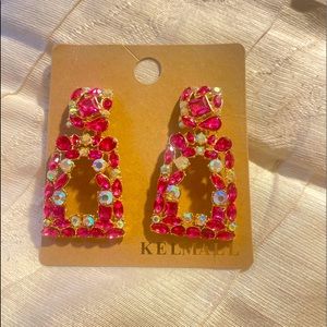Rhinestone Rectangle Dangle Earrings